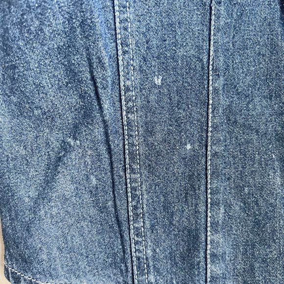 Vintage Razzle Dazzle Denim Short Sleeve Cropped Button-Up - Picture 10 of 13